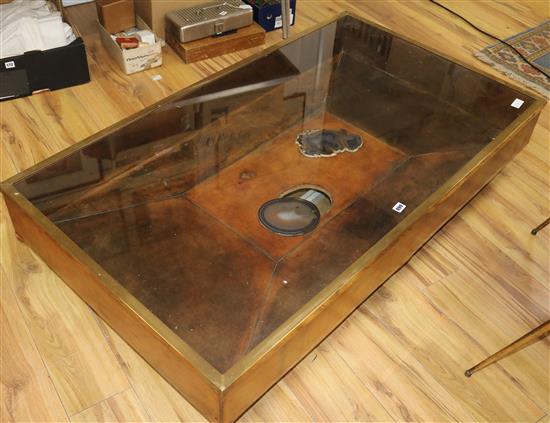 A Deco style display coffee table W.140cm